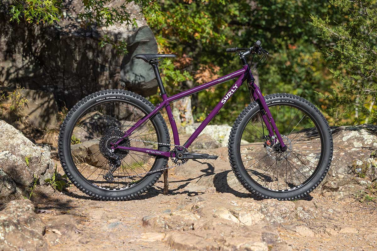 Karate Monkey rigid bike - Organic Eggplant outside is sunshine