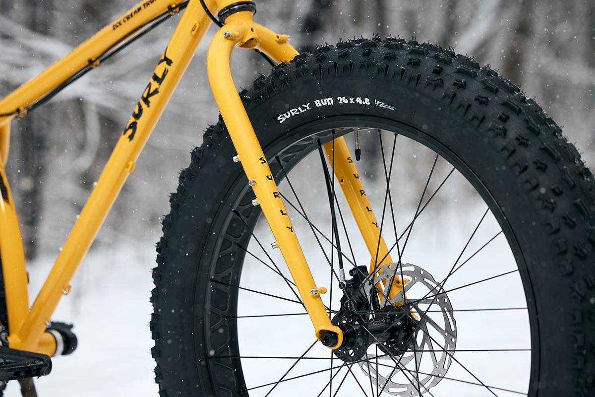 Surly Ice Cream Truck close-up of bike fork and front wheel