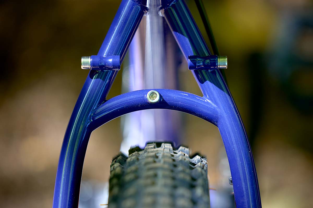 Grappler tire clearance view looking from rear tire and seat stays