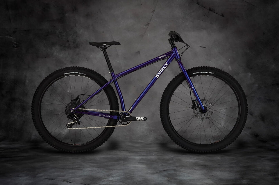 Surly Krampus bike side view in Bruised Ego Purple color