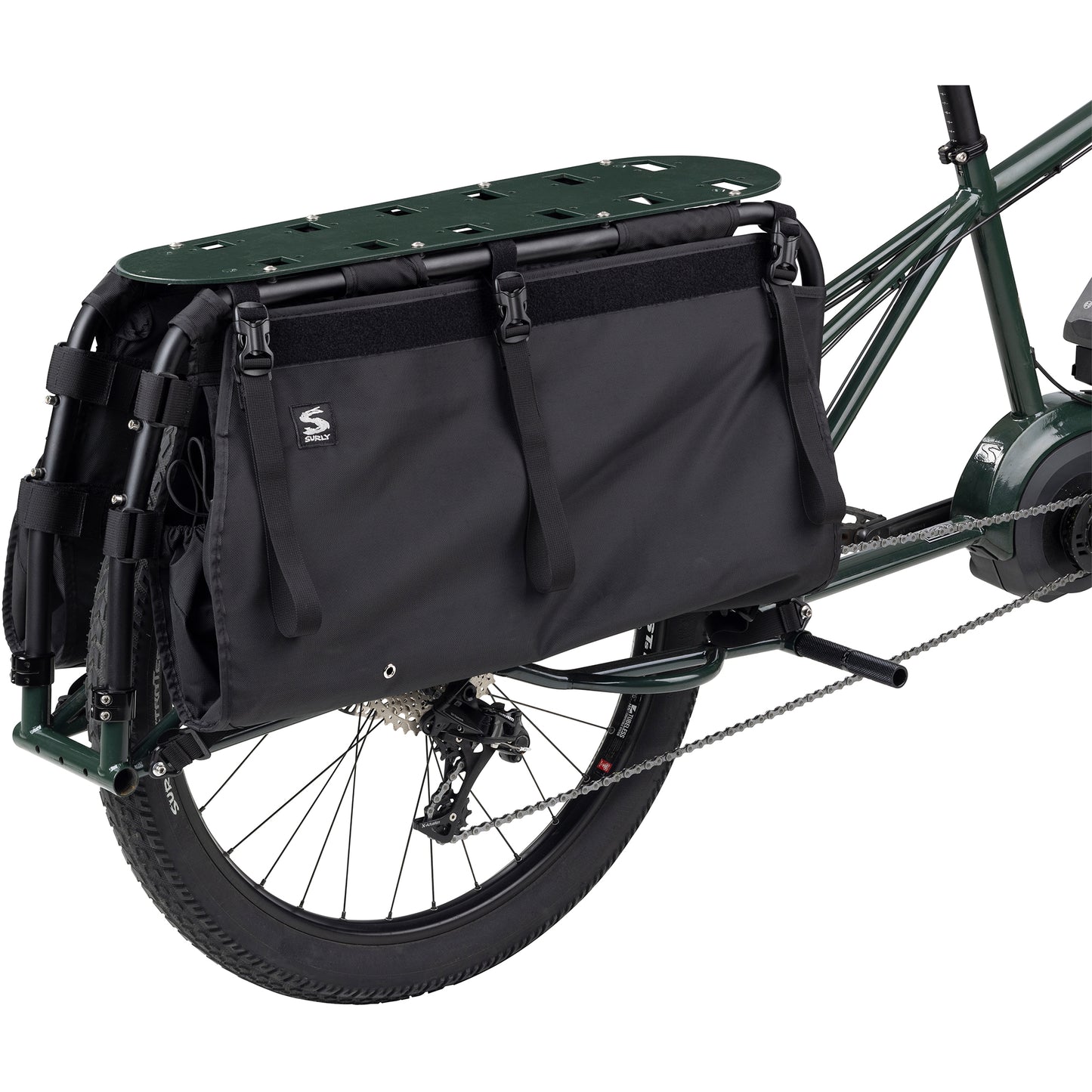 Surly Big Dummy Bag mounted on cargo Ebike three-quarter rear view