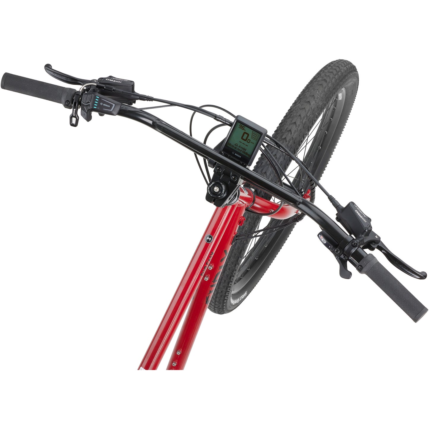 Surly Big Easy Cargo Ebike red, handlebar and Bosch display view