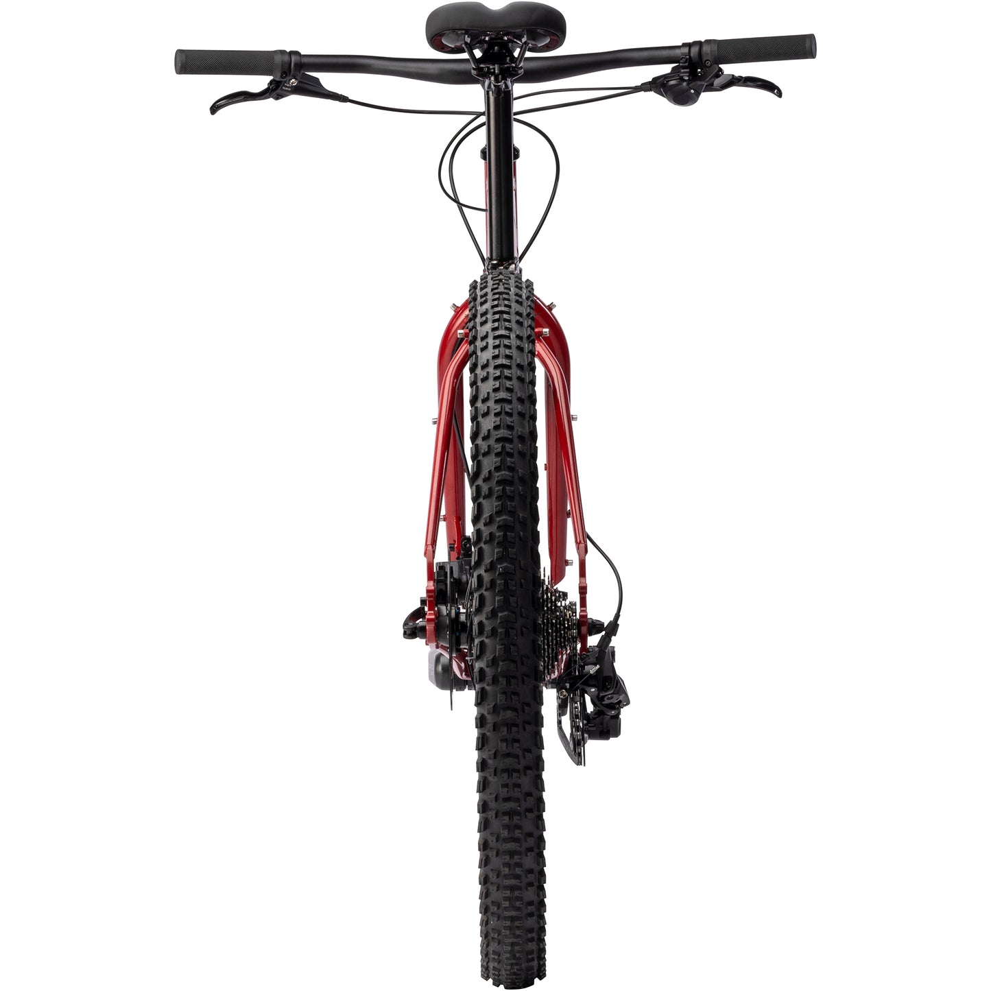 Surly Bridge Club bike red color straight-on rear view on white background