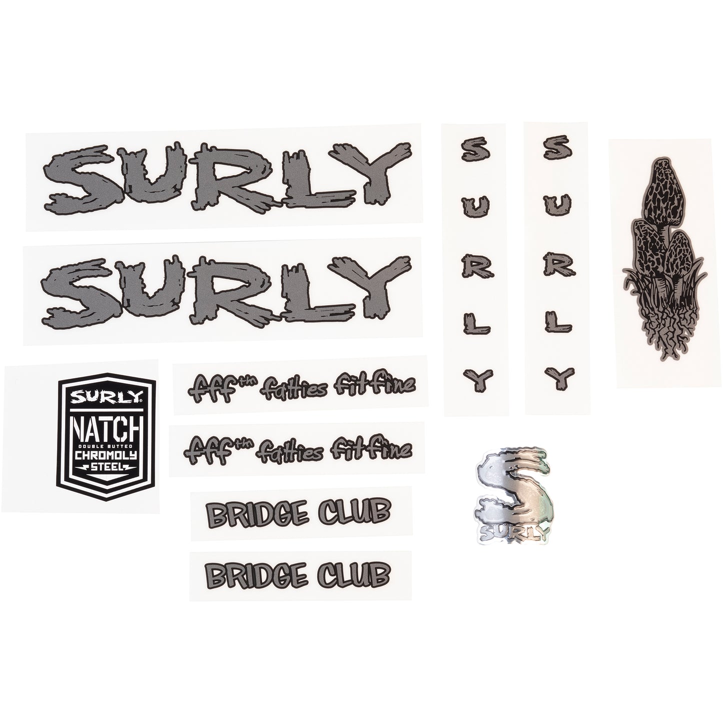 Surly Bridge Club Decal Set Metallic sheet of all decals for bike with headbadge