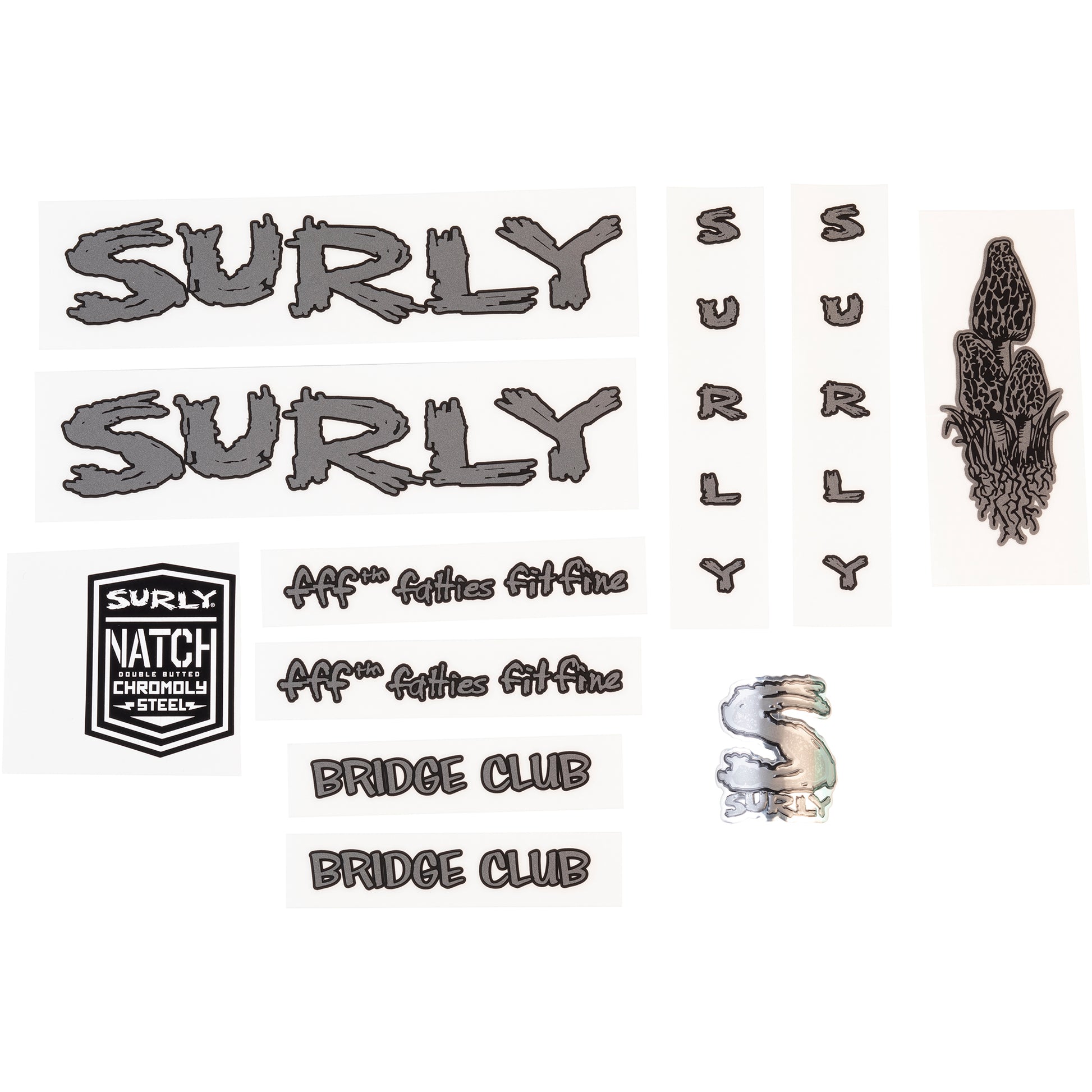 Surly Bridge Club Decal Set Metallic sheet of all decals for bike with headbadge