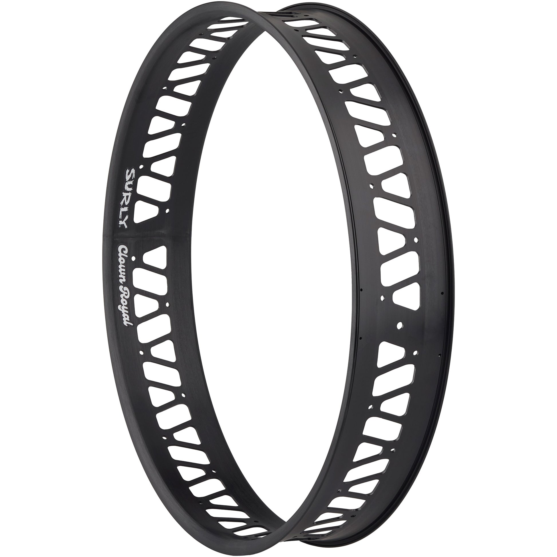 Surly Clown Royal Rim three-quarter view black showing drilling and cuttouts