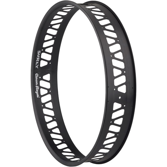 Surly Clown Royal Rim three-quarter view black showing drilling and cuttouts