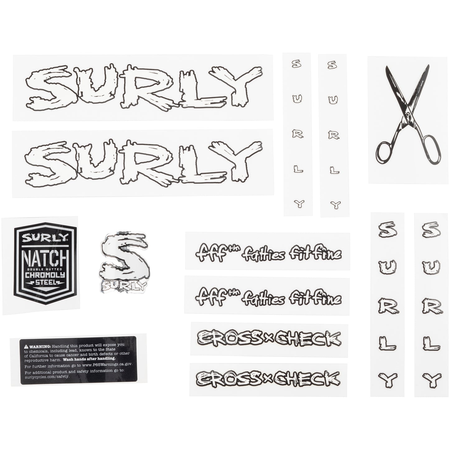 Surly Cross Check Decal Set White sheet of all decals for bike with