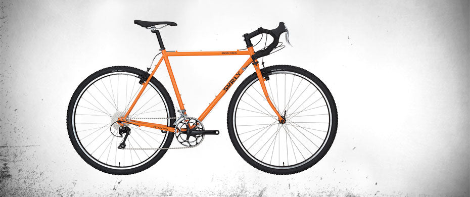 Surly Cross-Check drop bar bike Dream Tangerine color side view