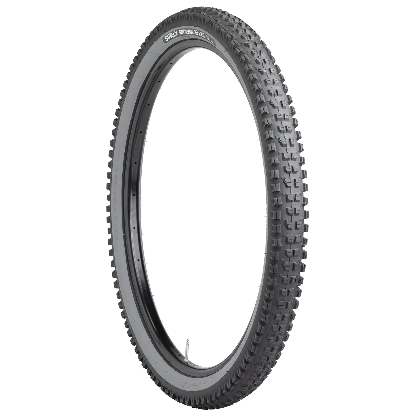 Surly Dirt Wizard Tire 29 x 2.6" gray side wall three-quarter view
