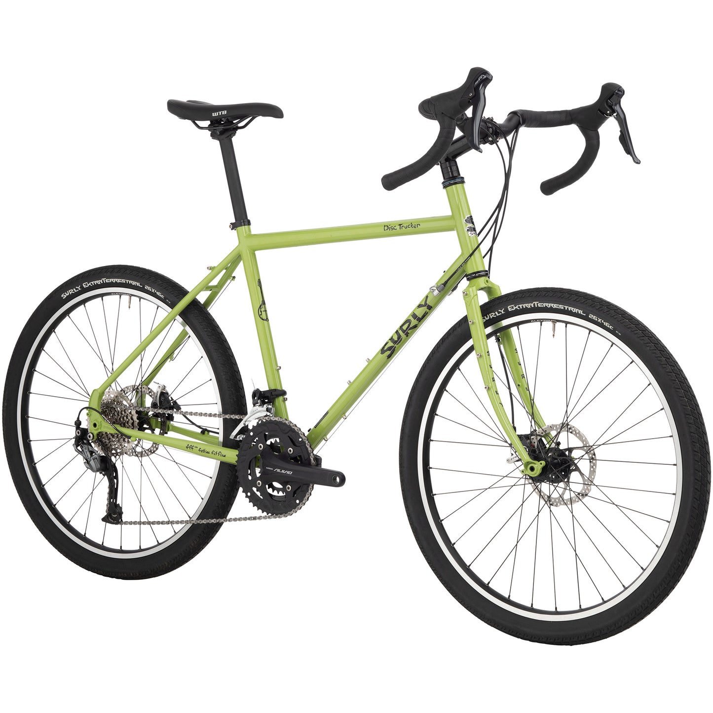 Surly Disc Turcker 26" Bike Pea Lime Soup front three-quarter view