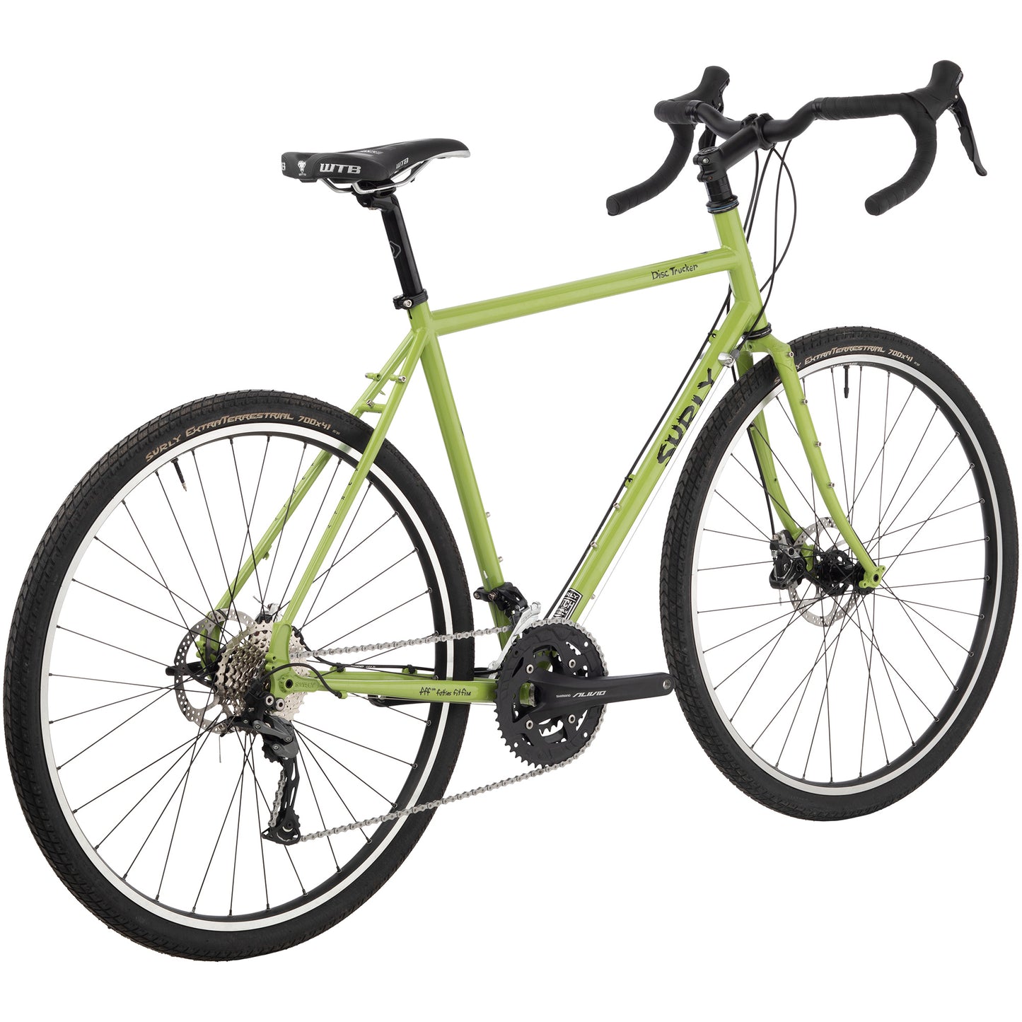 Surly Disc Trucker 700c Bike Pea Lime Soup rear three-quarter view