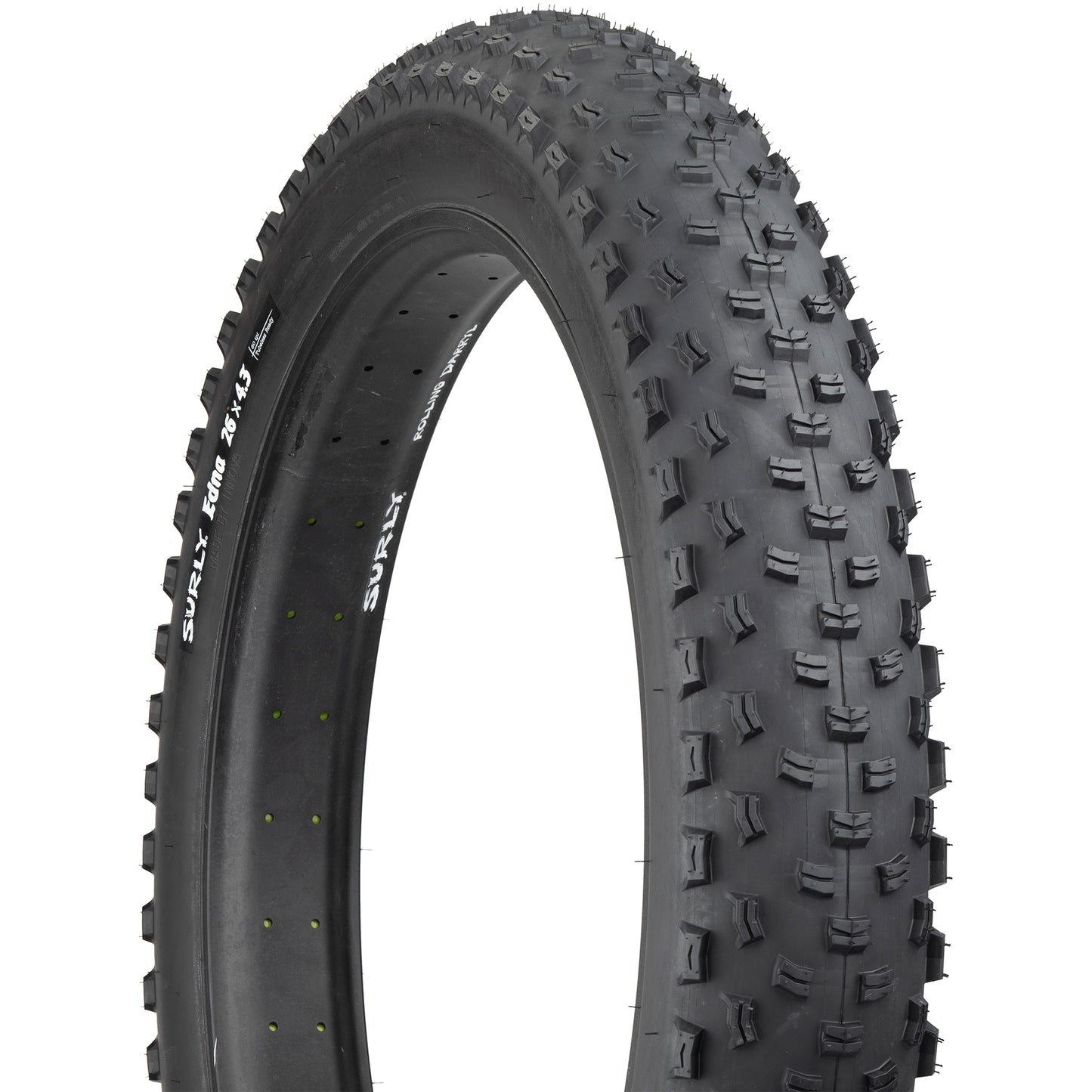Surly Edna Fat Bike Tire three-quarter focus showing tread and sidewall