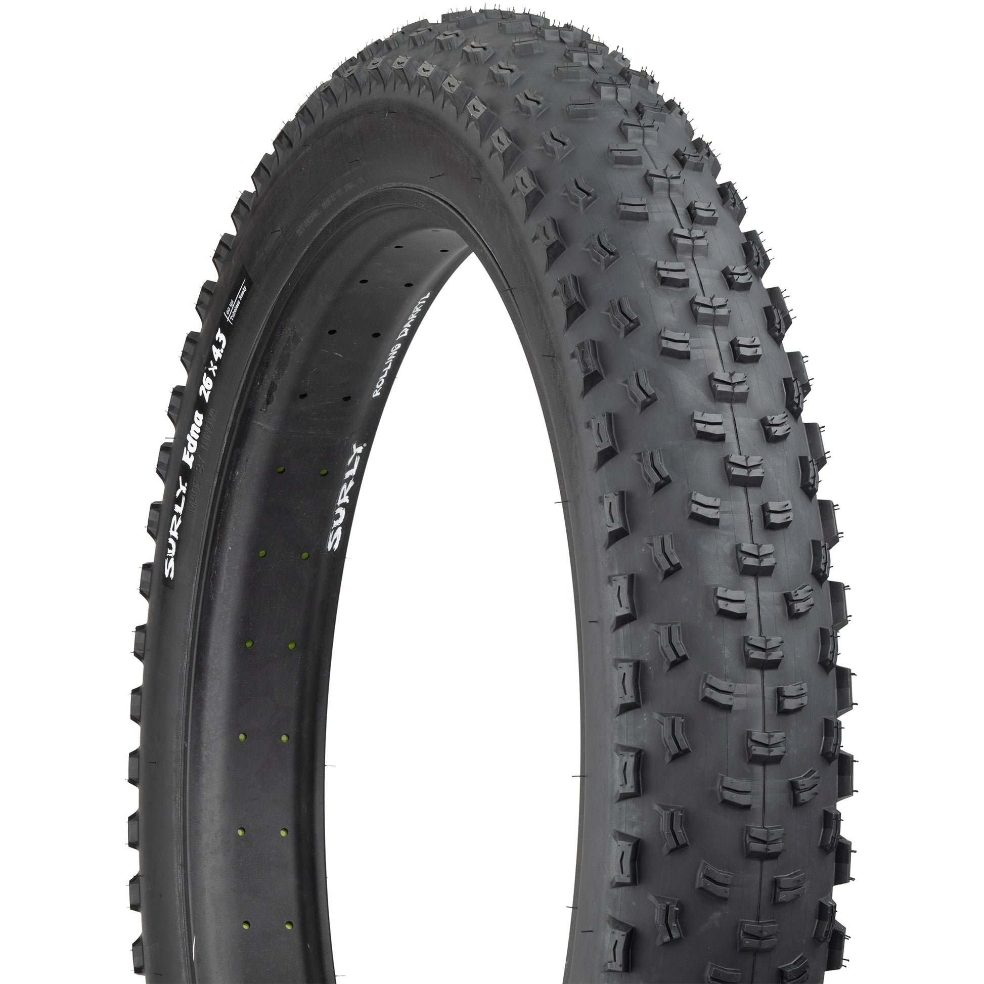 Surly Edna Fat Bike Tire three-quarter focus showing tread and sidewall