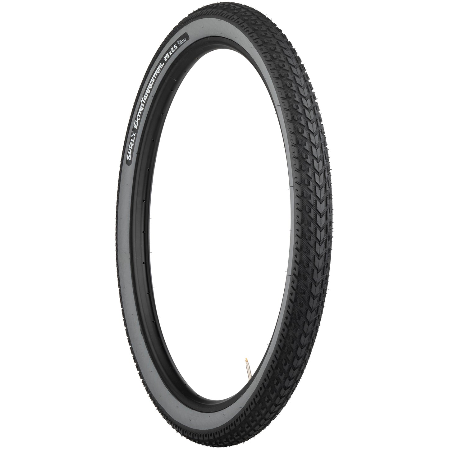 Surly ExtraTerrestrial Tire 29 x 2.5 gray wall three-quarter view showing tread and sideall