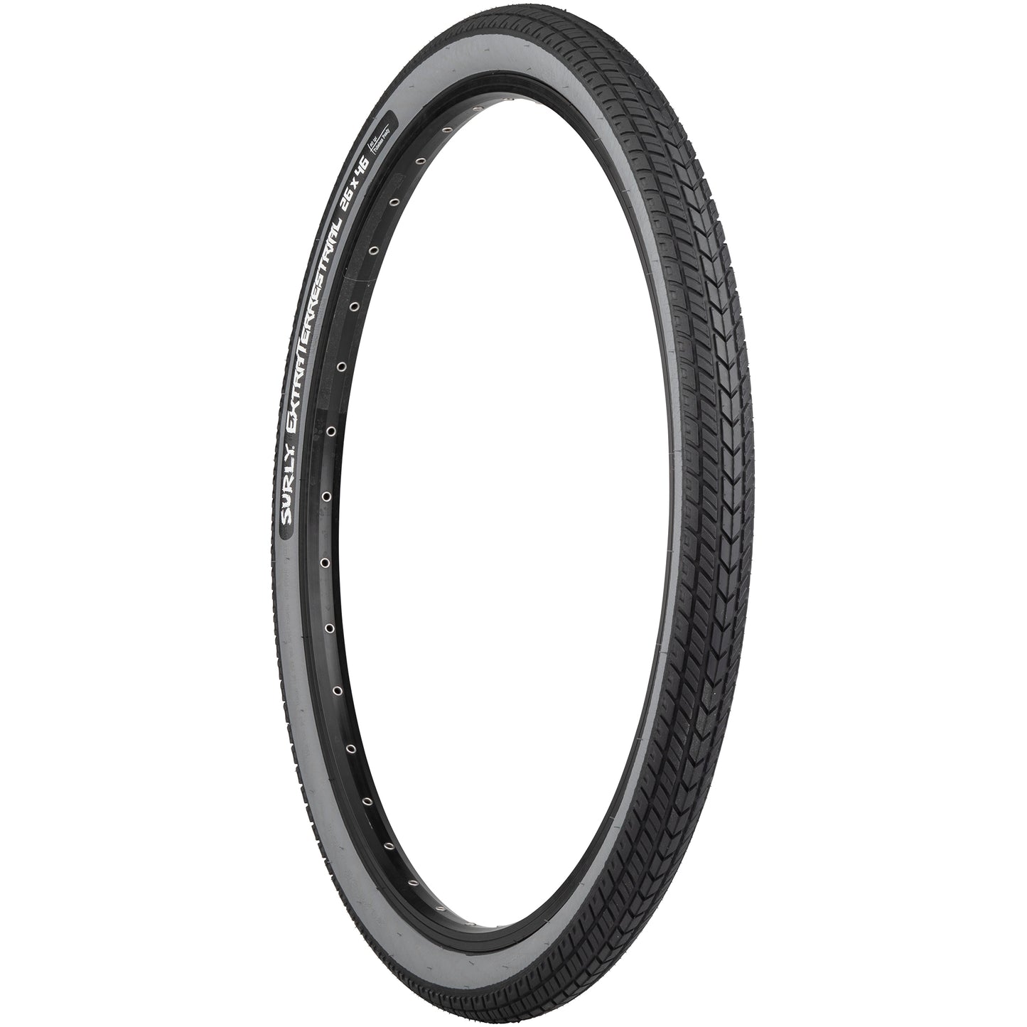 Surly ExtraTerrestrial Tire gray wall three-quarter view showing tread and sideall