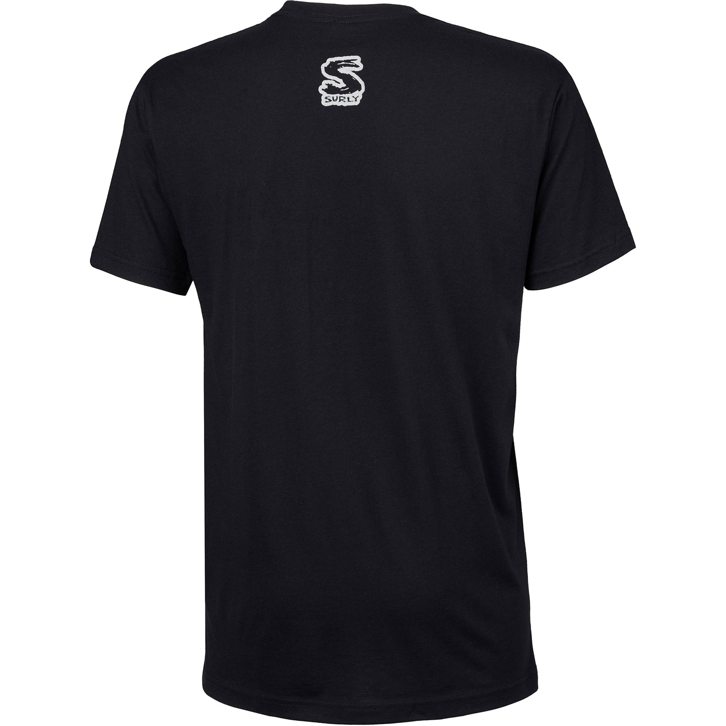 Surly Famous Last Words T-Shirt back, black with Surly S logo below neck