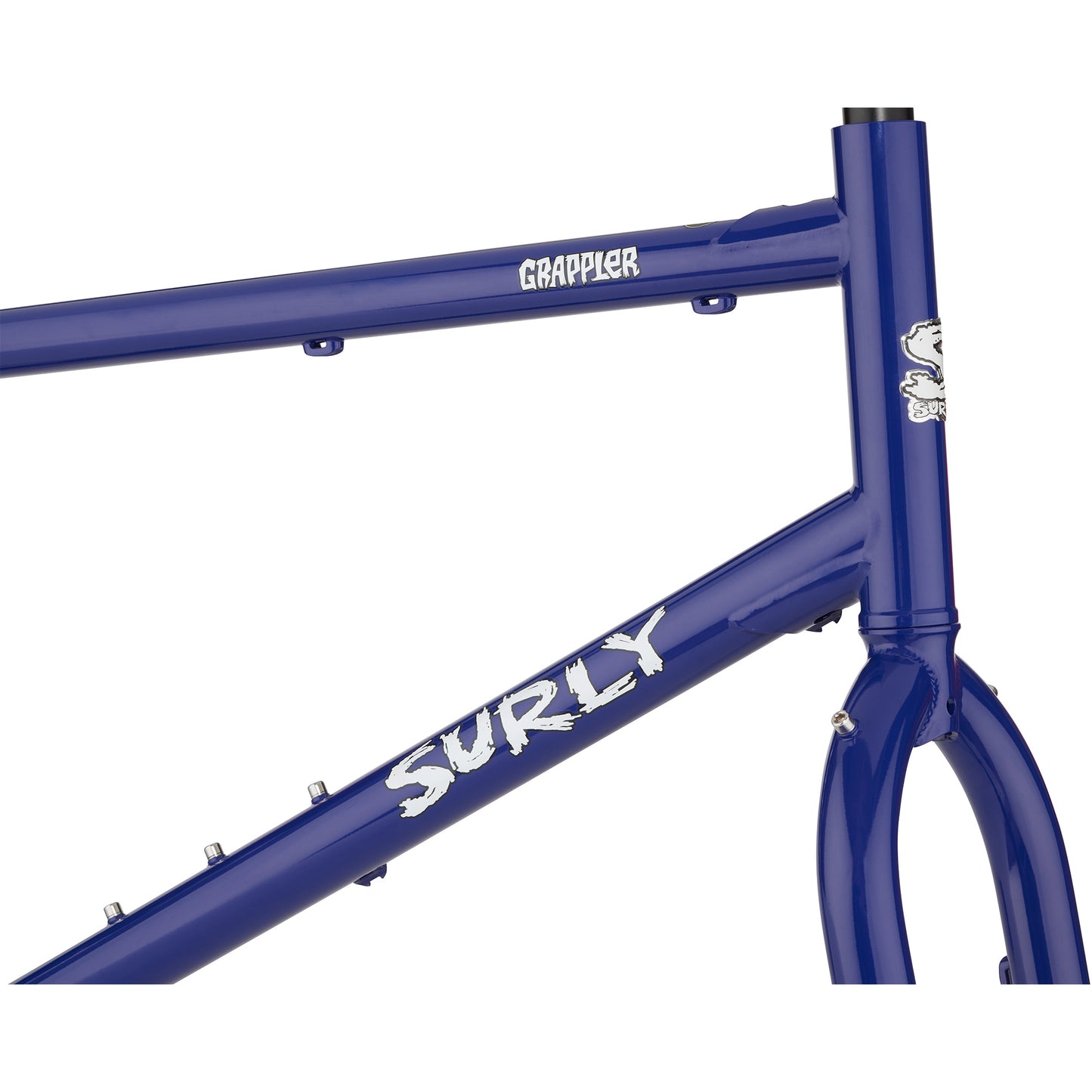 Surly Grappler Frameset Subterranean Homesick Blue head tube area focus