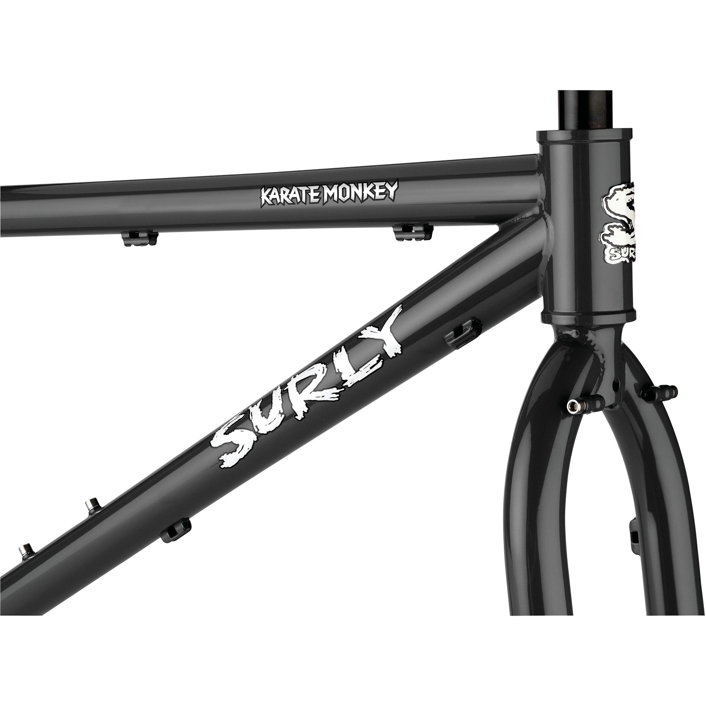 Surly Karate Monkey Frameset High Viz-Black head tube area focus