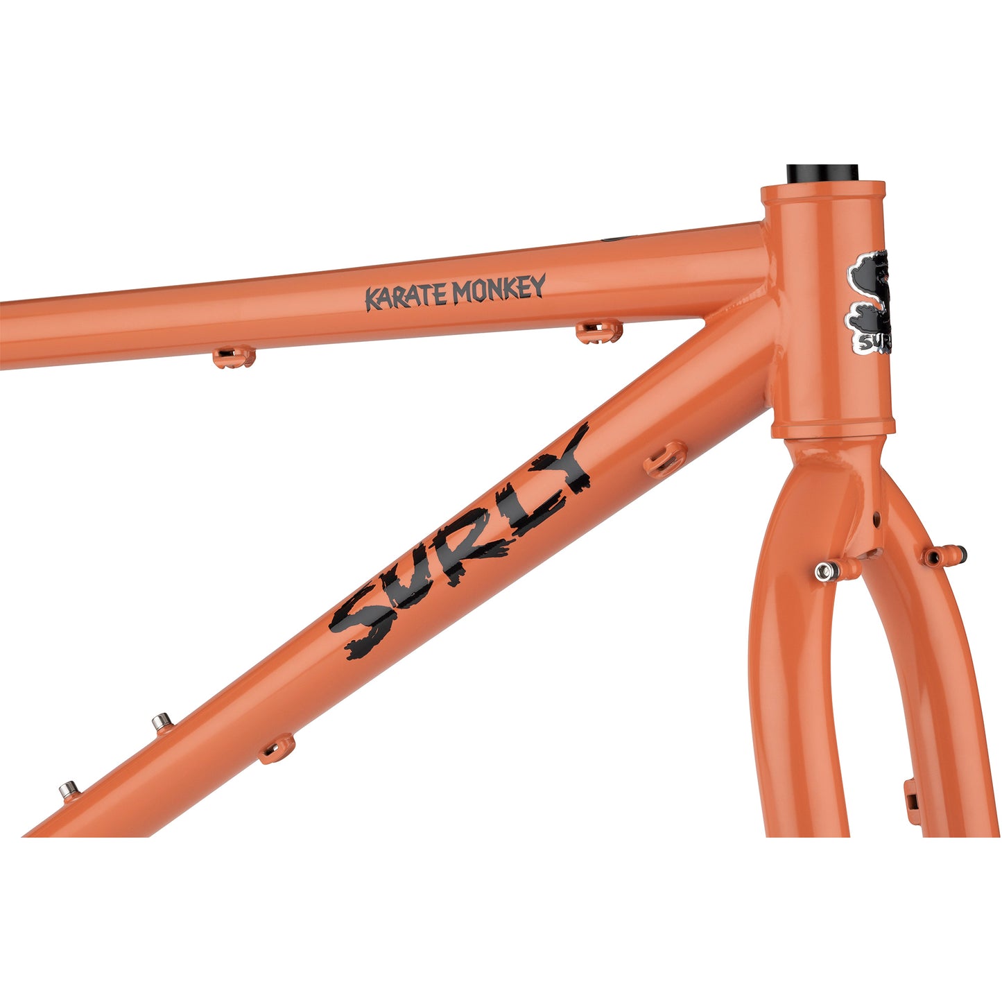 Surly Karate Monkey Frameset Peach Salmon Sundae head tube area focus