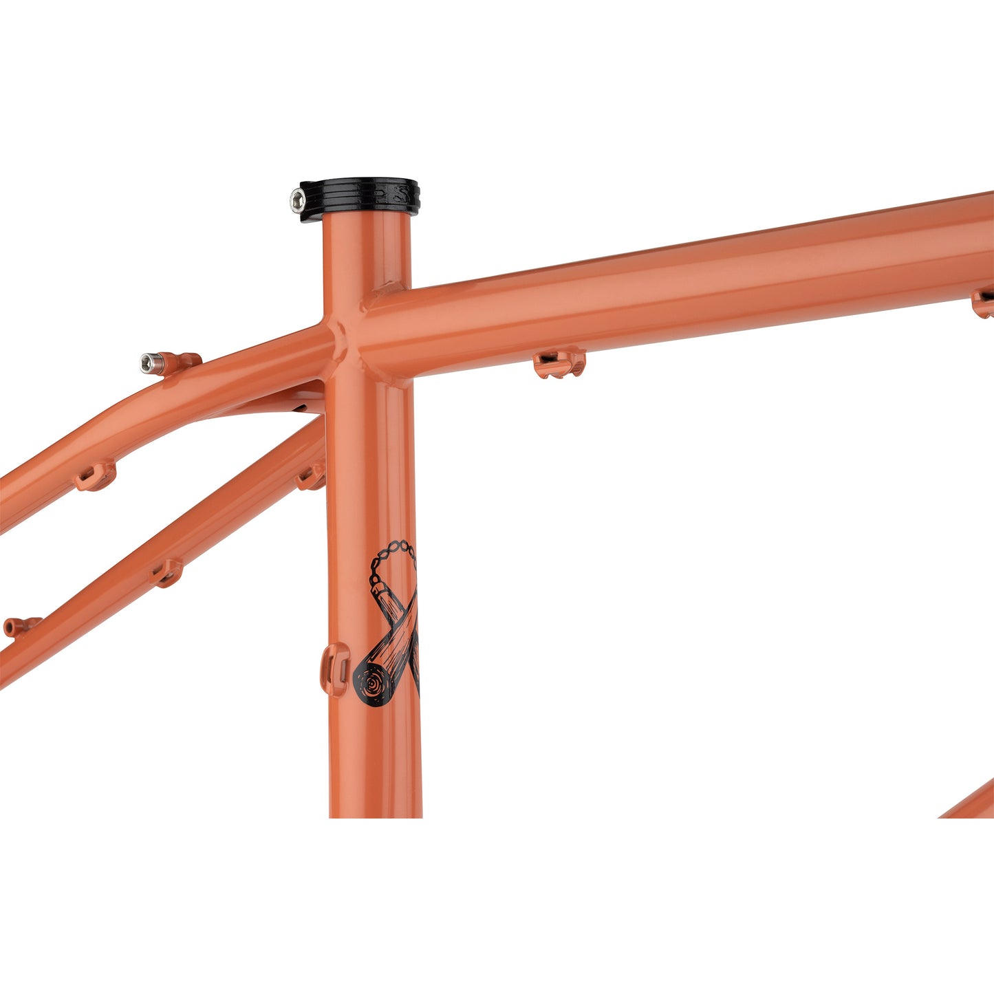 Surly Karate Monkey Frameset Peach Salmon Sundae seat tube area focus