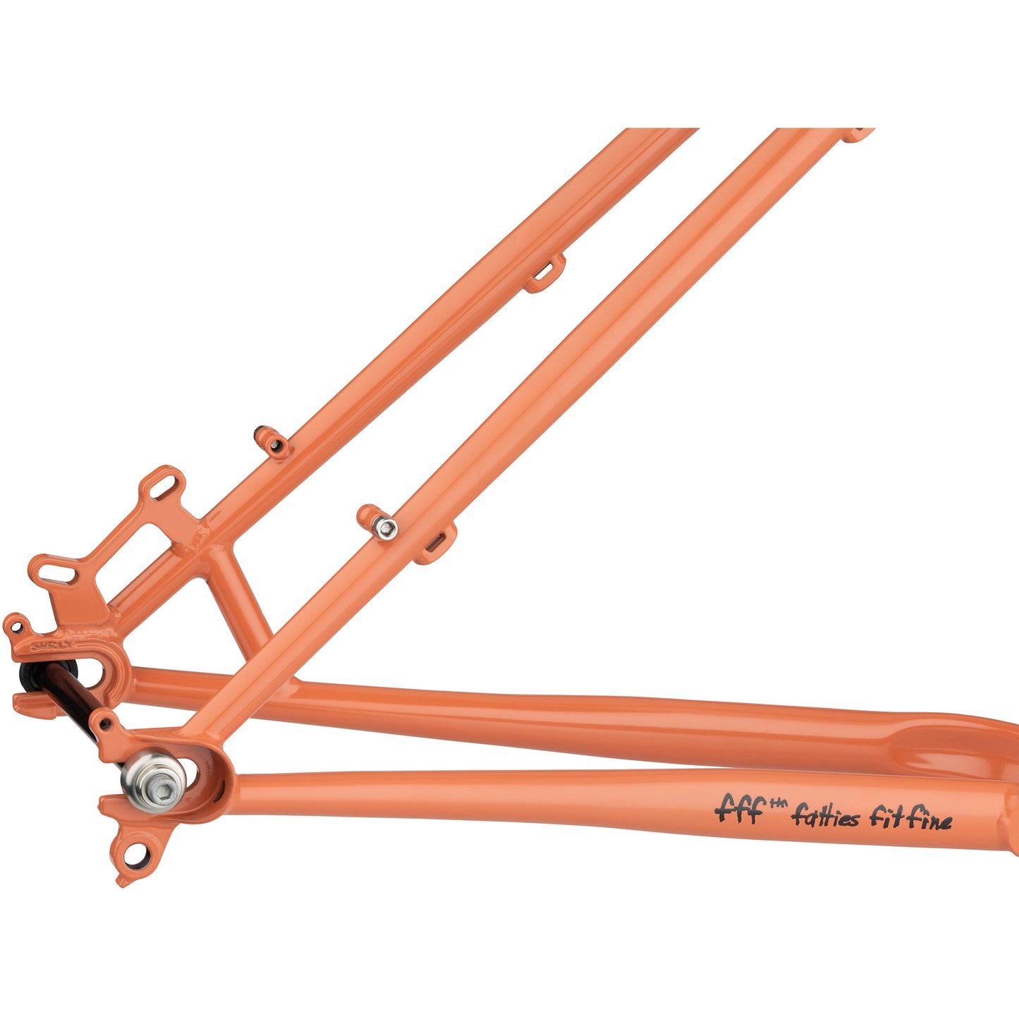 Surly Karate Monkey Frameset Peach Salmon Sundae rear dropout area focus