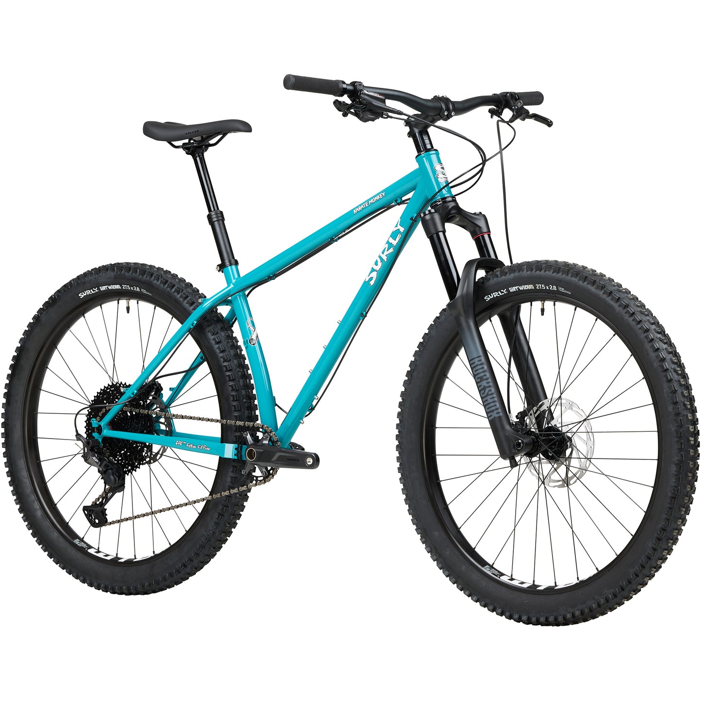 Surly Karate Monkey Front Suspension mountain bike Lost at Sea Blue front three-quarter view