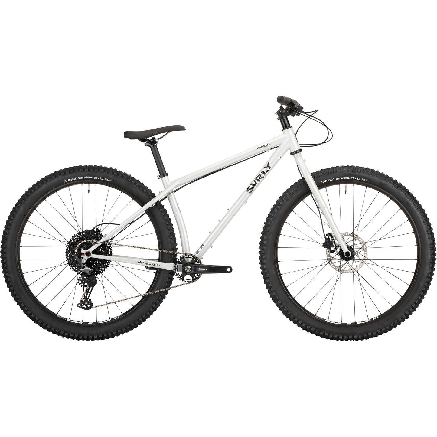 Surly Krampus Rigid Bike in First Loser silver color side view on white background