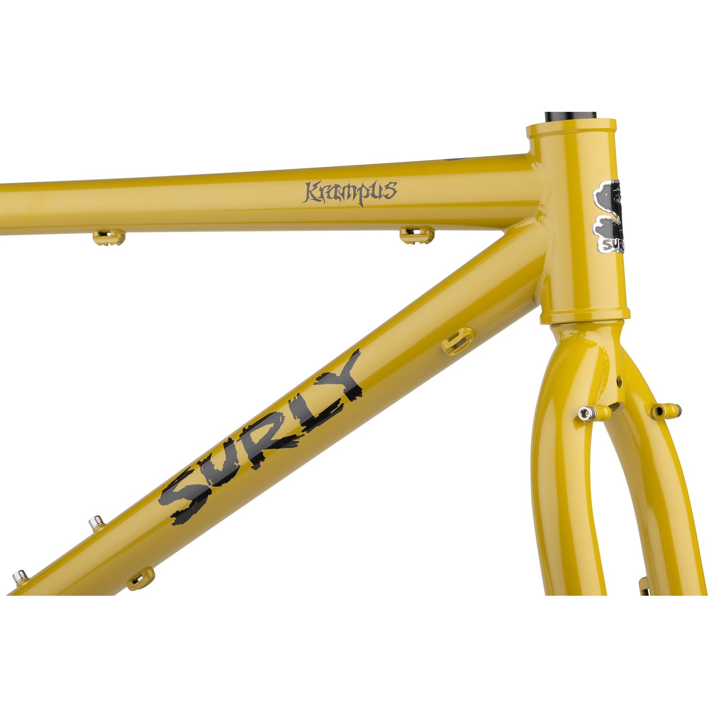 Surly Krampus frameset Nose Drip Curry color head tube area detail