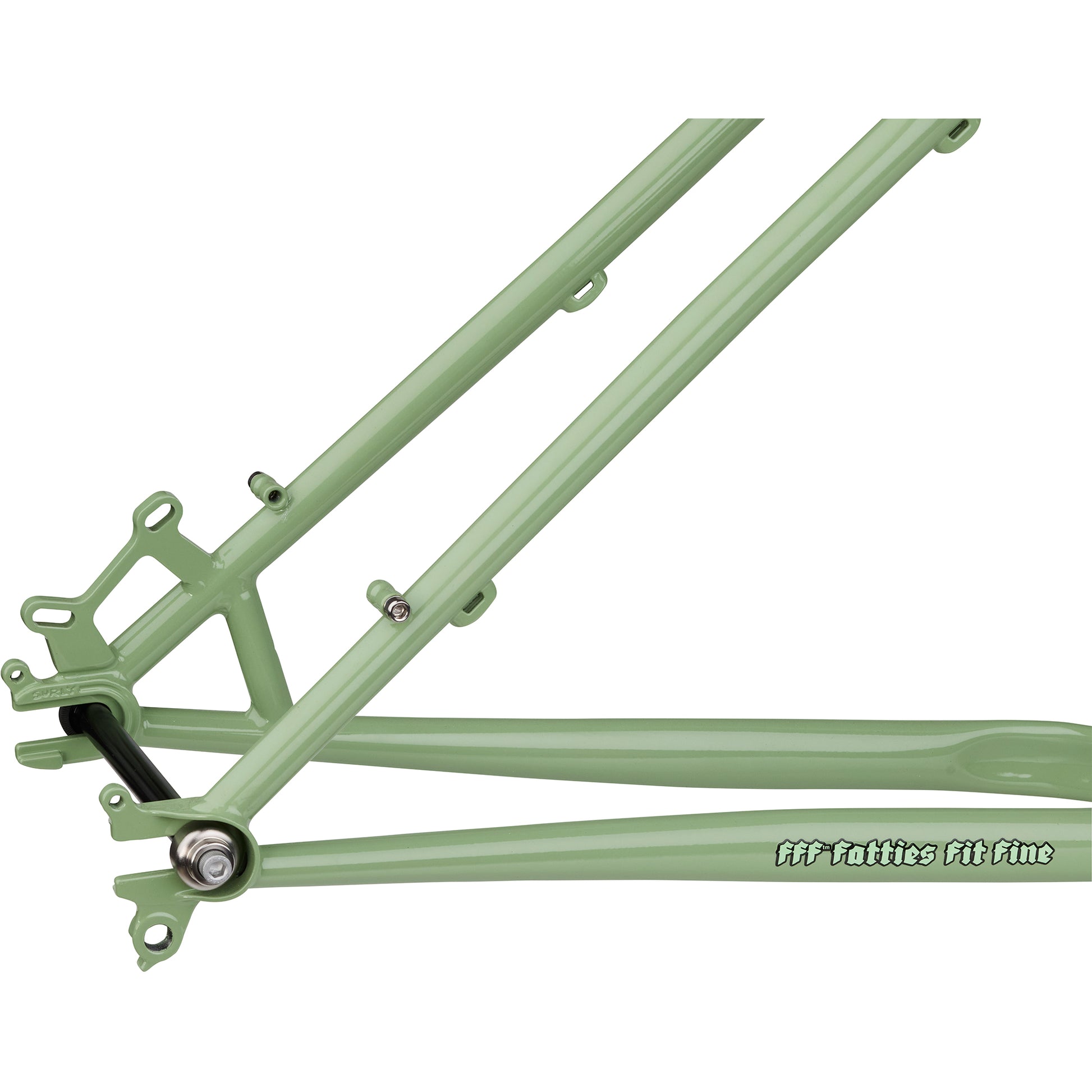 Surly Krampus frameset Sage Green color rear dropout area focus
