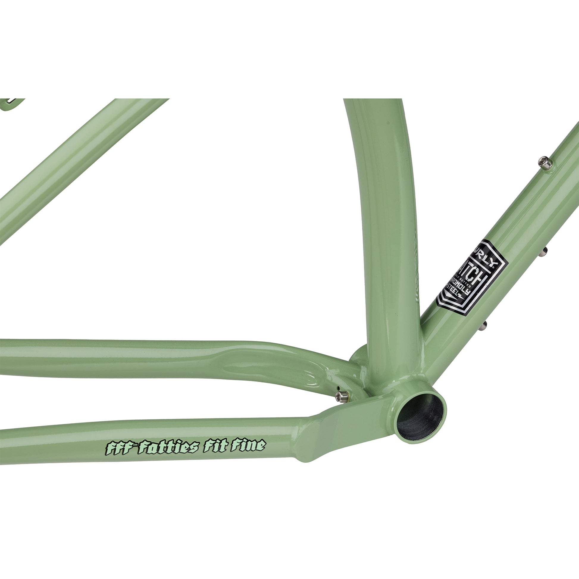Surly Krampus frameset Sage Green color bottom bracket area focus