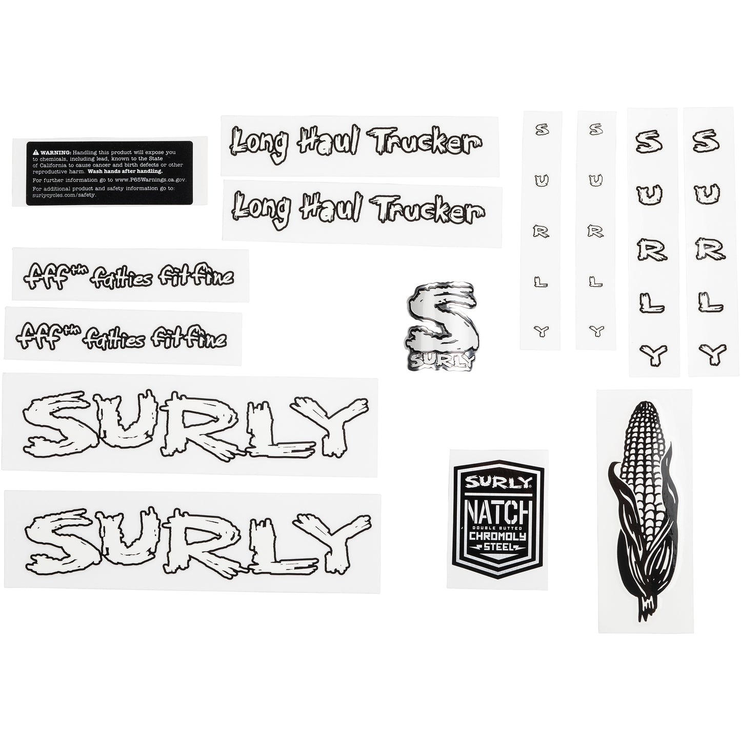 Surly Long Haul Trucker Decal Set White sheet of all decals for bike with headbadge