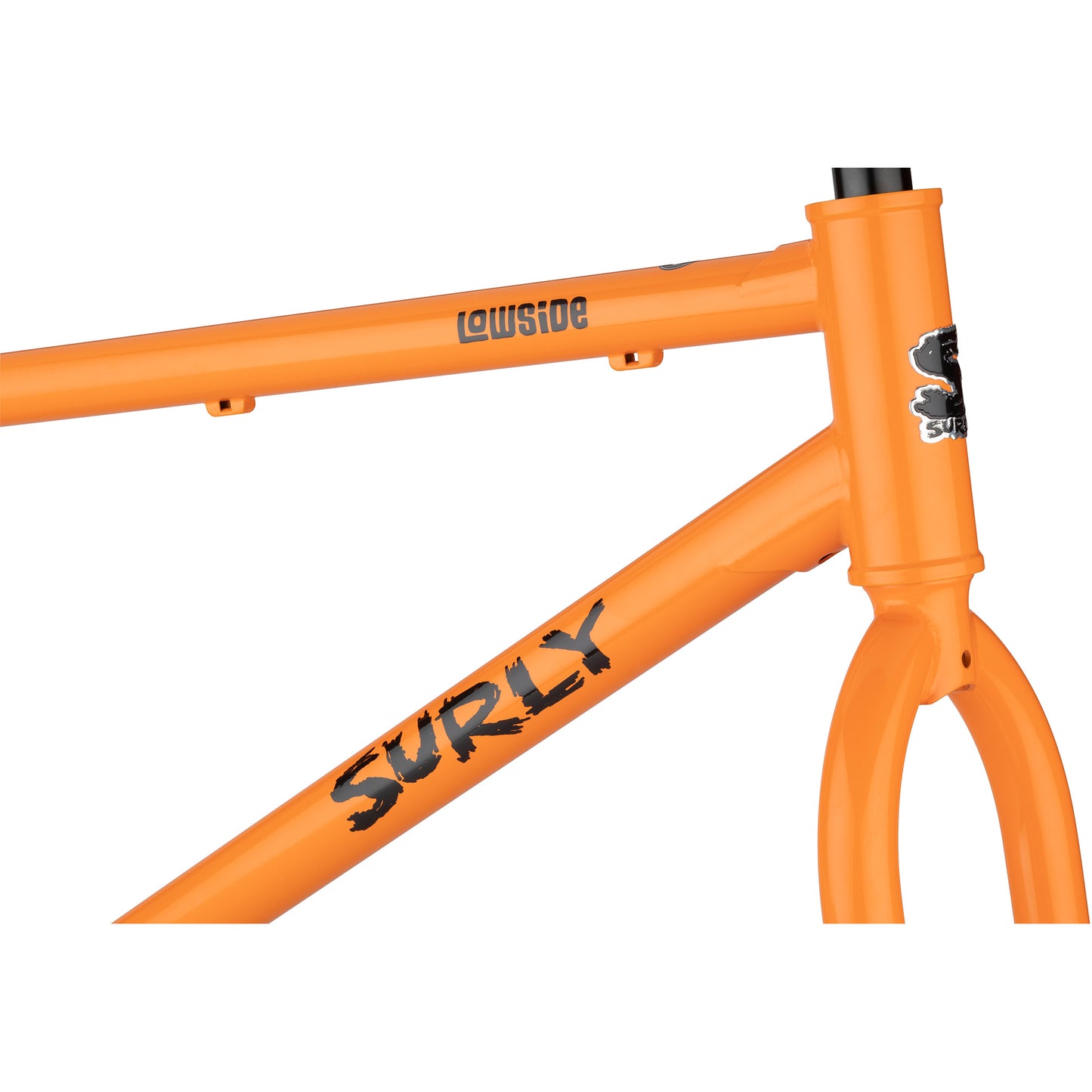 Surly Lowside Frameset Dream Tangerine head tube area focus