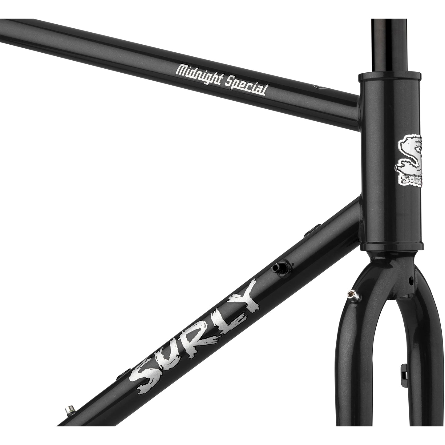 Surly Midnight Special Black frameset head tube area focus