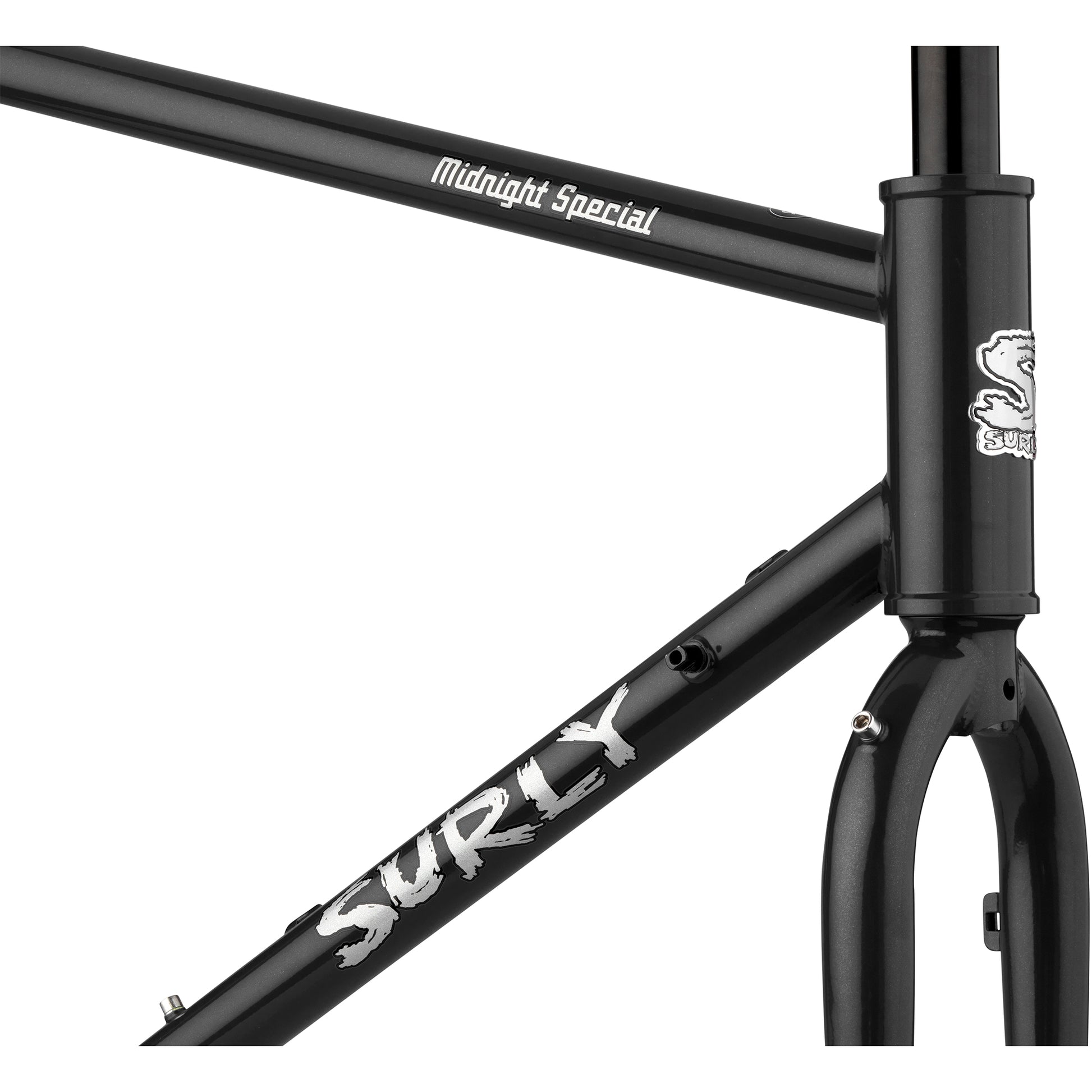 Surly Midnight Special Black frameset head tube area focus