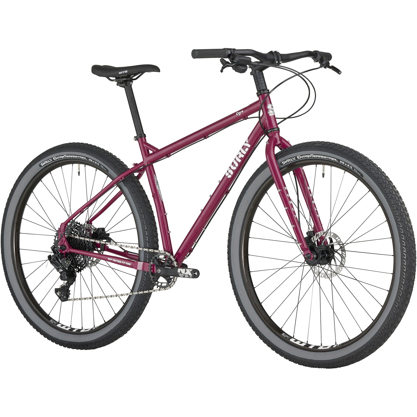 Surly Ogre Bike Fermented Plum front three-quarter view