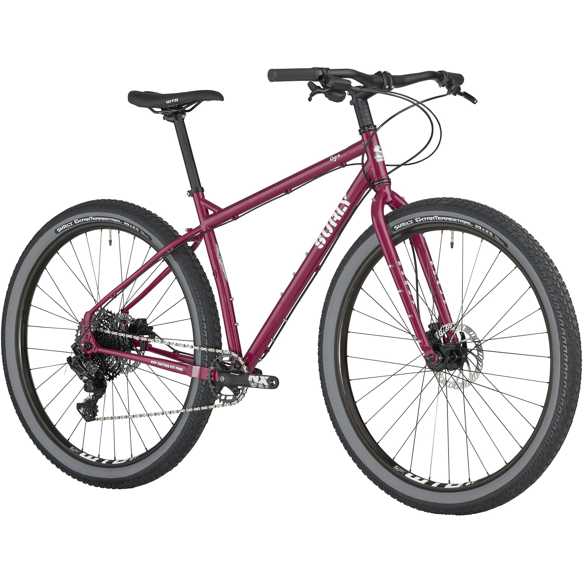 Surly Ogre Bike Fermented Plum front three-quarter view