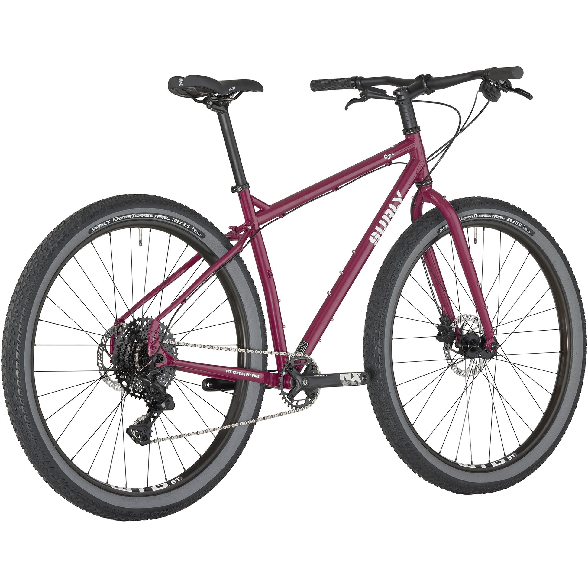 Surly Ogre Bike Fermented Plum rear three-quarter view