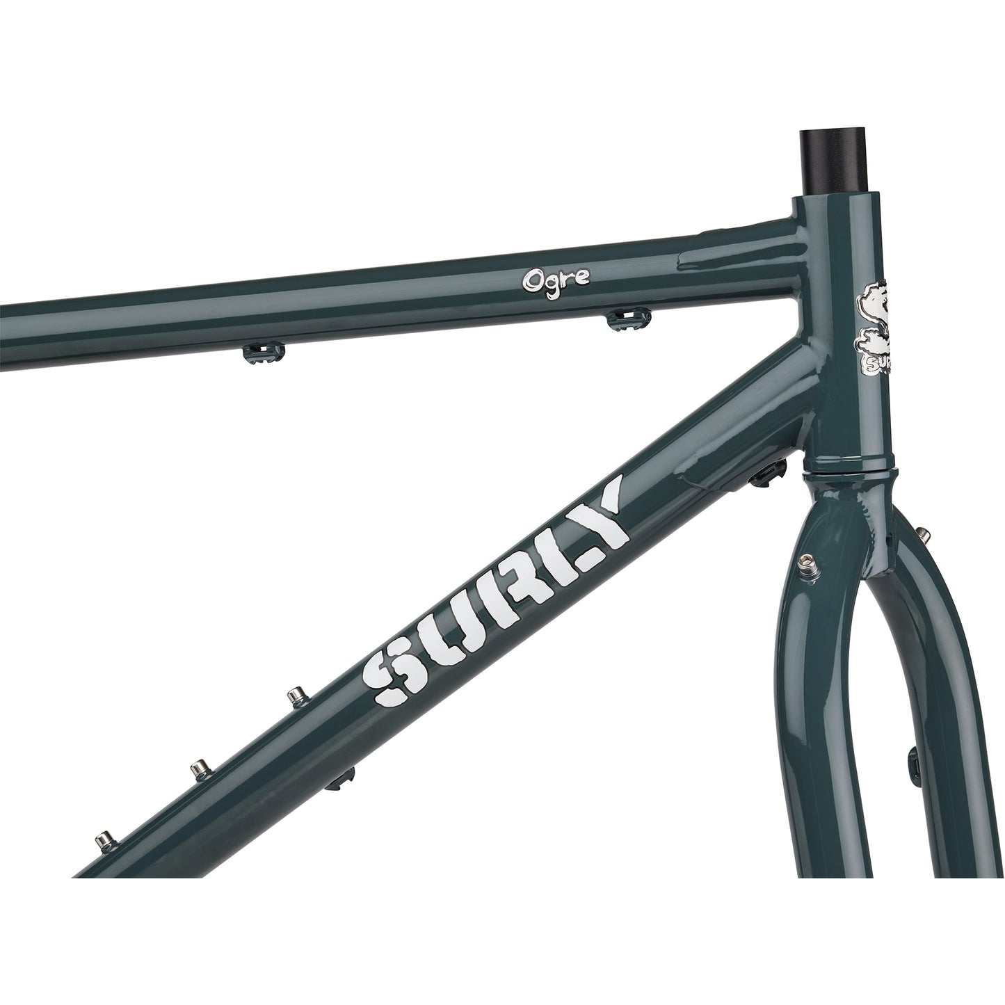 Surly Ogre frameset green color head tube area focus