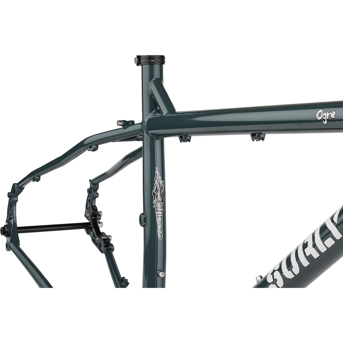 Surly Ogre frameset green color seat tube area focus