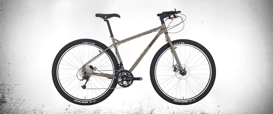 Surly Ogre bike side view Tanish Gray color