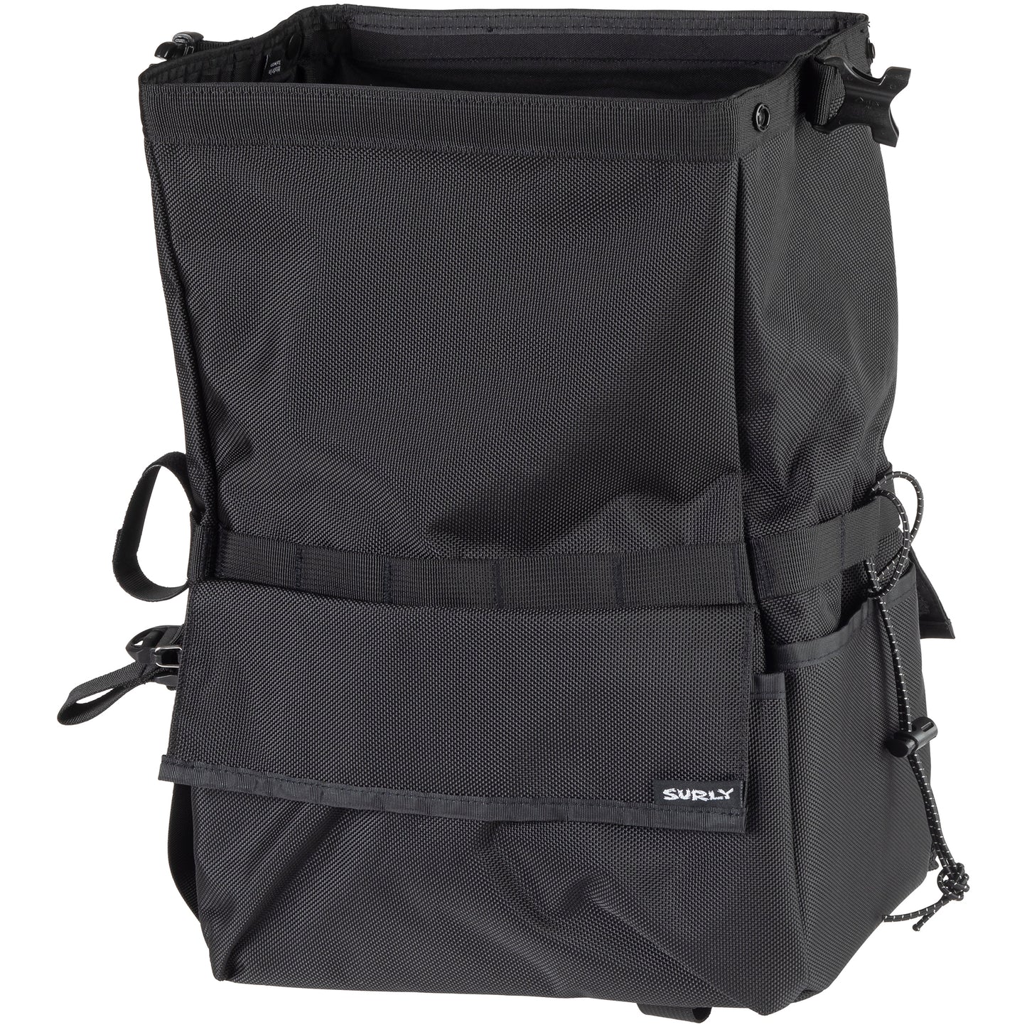 Surly Petite Porteur House Bag 2.0 rear view with roll top unrolled and open