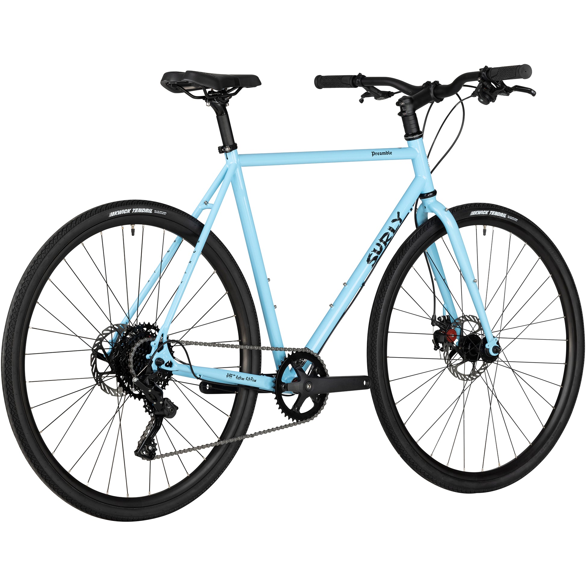 Surly Preamble Flat Bar Bike Sky Rim Blue rear three-quarter view