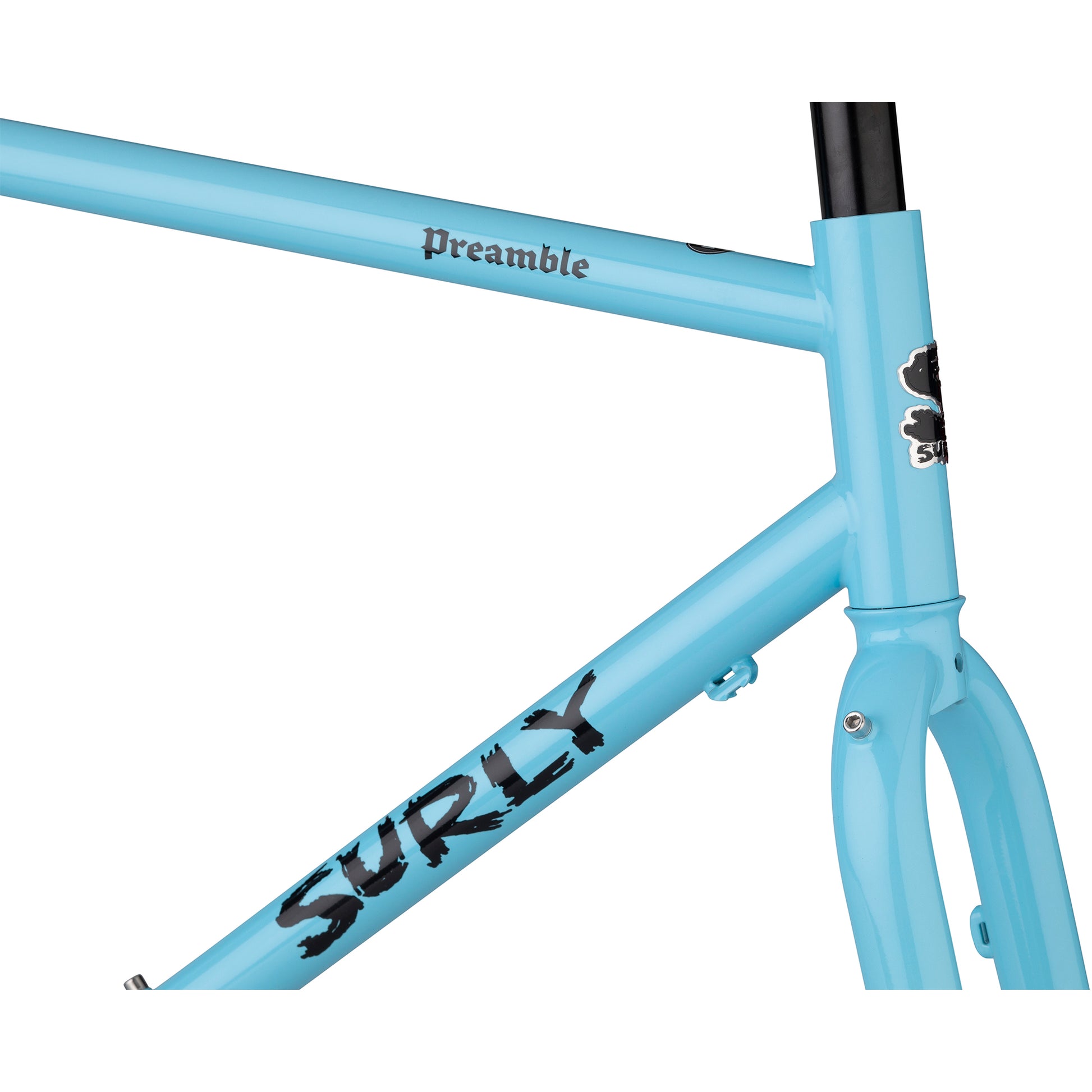 Surly Preamble Frameset Skyrim Blue head tube area focus