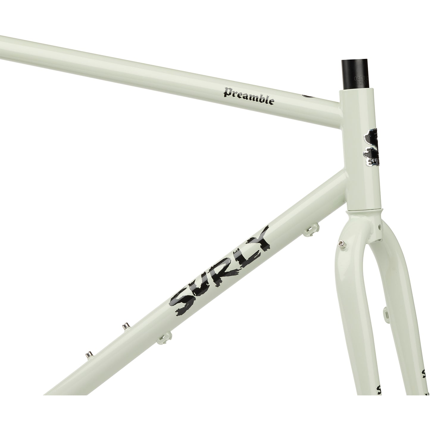 Surly Preamble Frameset Best Buds Green head tube area focus