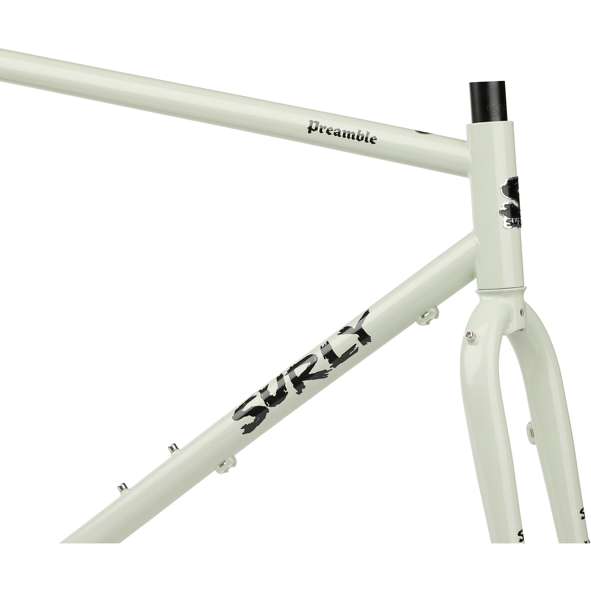 Surly Preamble Frameset Best Buds Green head tube area focus
