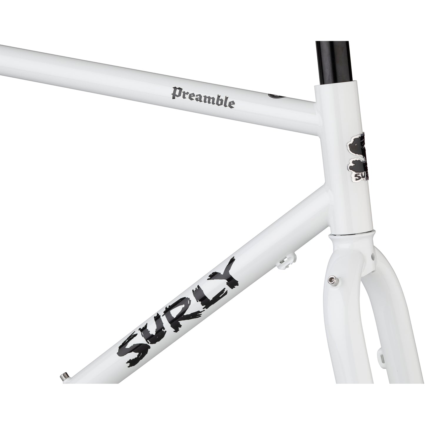 Surly Preamble Frameset Thorfrost White head tube area focus