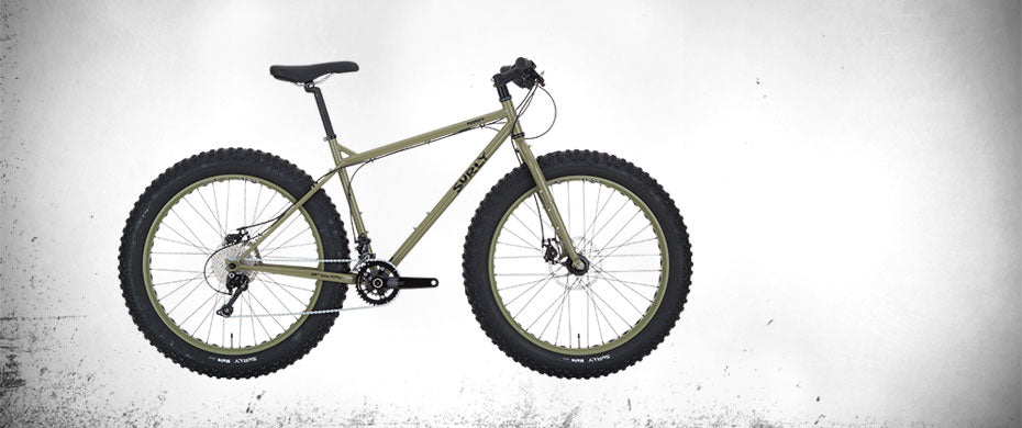 Surly Pugsley fat bike Canvas Green color side view