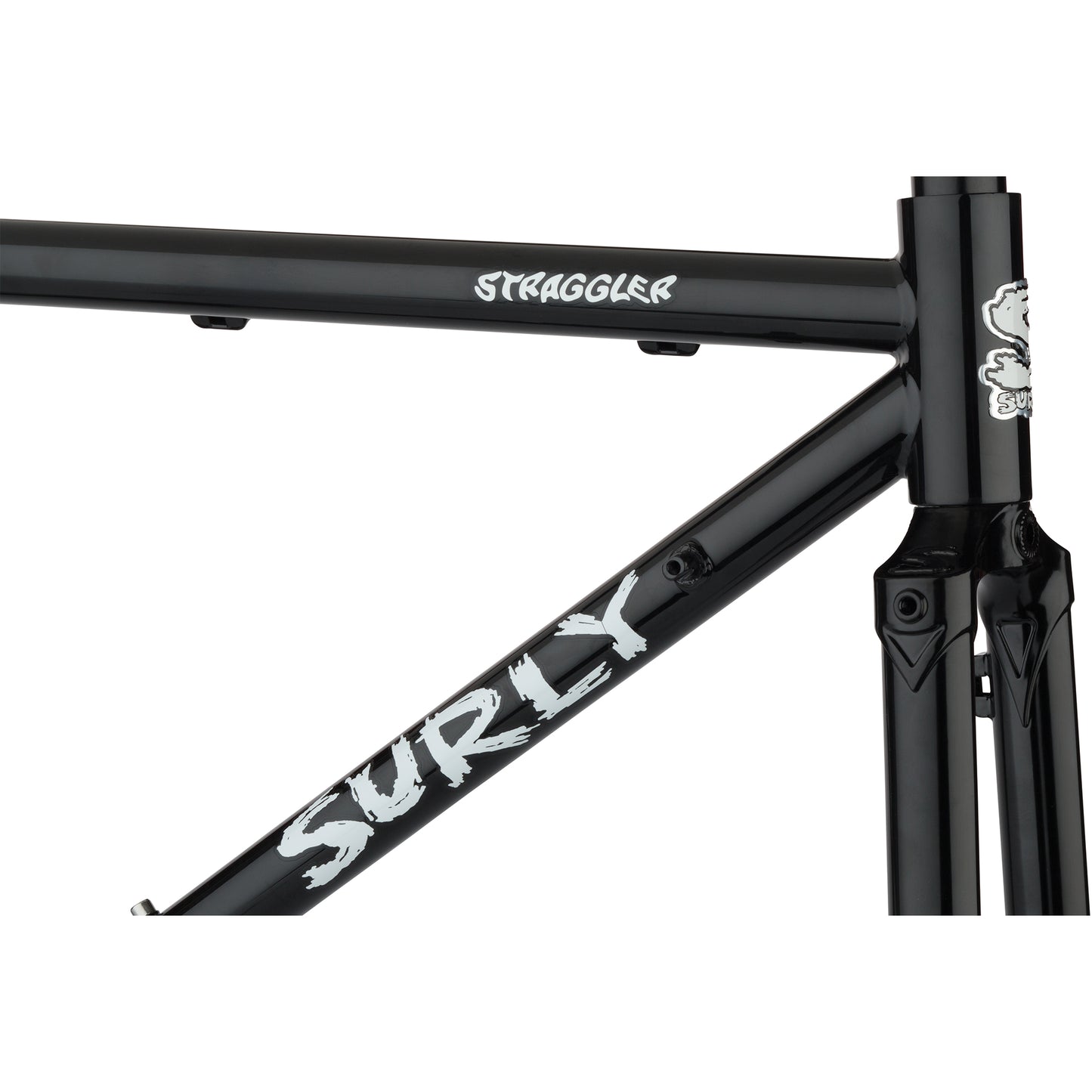 Surly Straggler 700c frameset Black head tube area focus