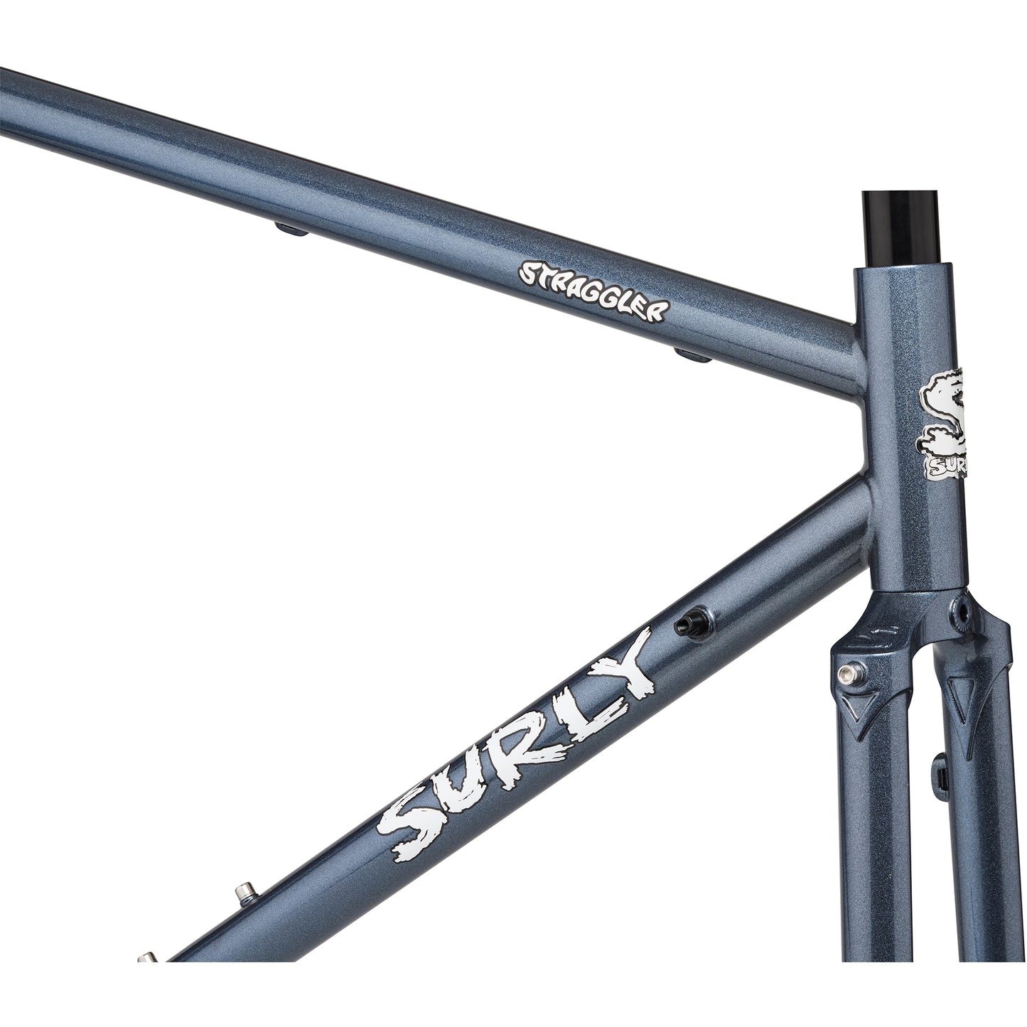 Surly Straggler 700c frameset Cold Steel Blue head tube area focus